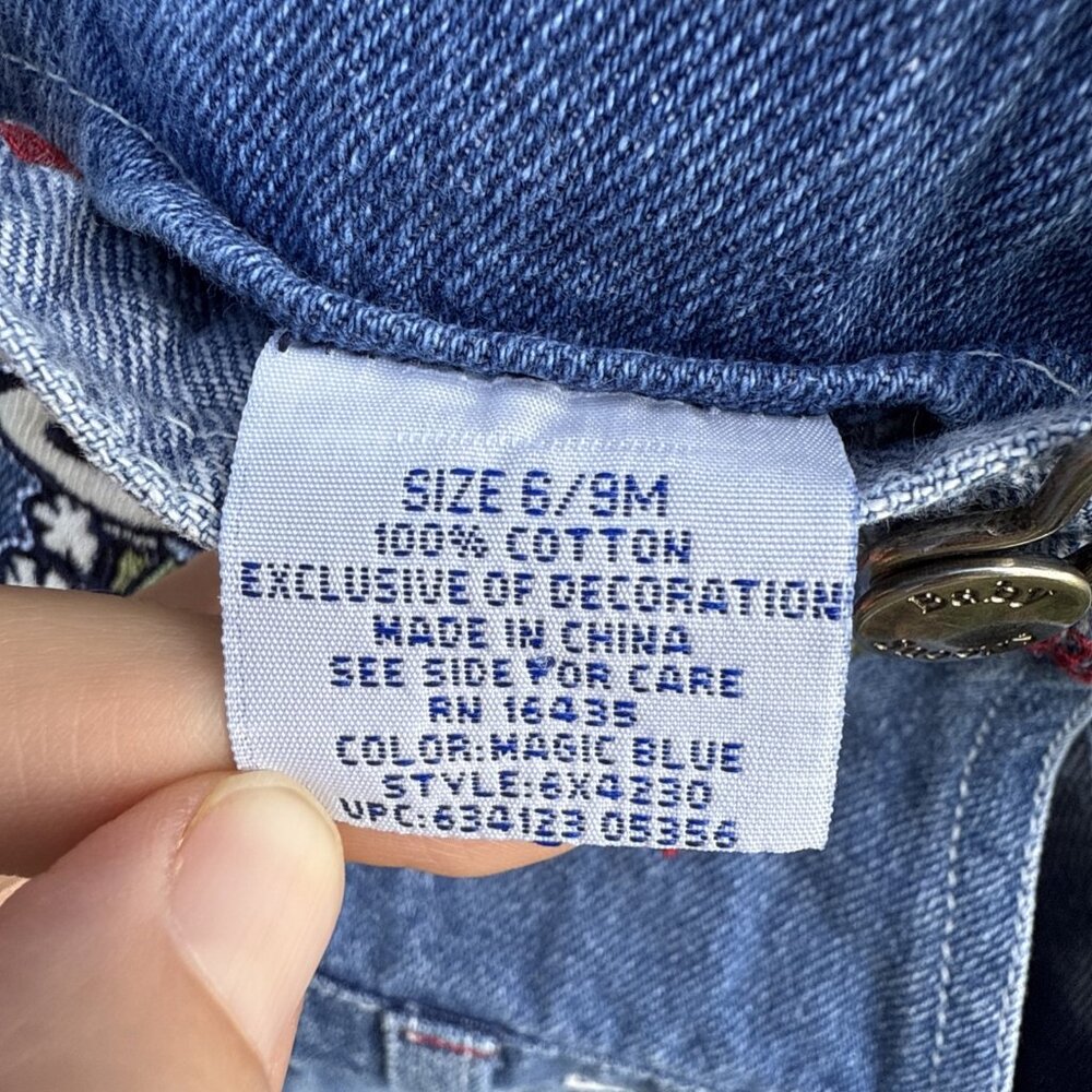 VTG Baby Snoopy Peanuts Football Denim Jean Overalls Size 6-9 Months - Picture 7 of 7